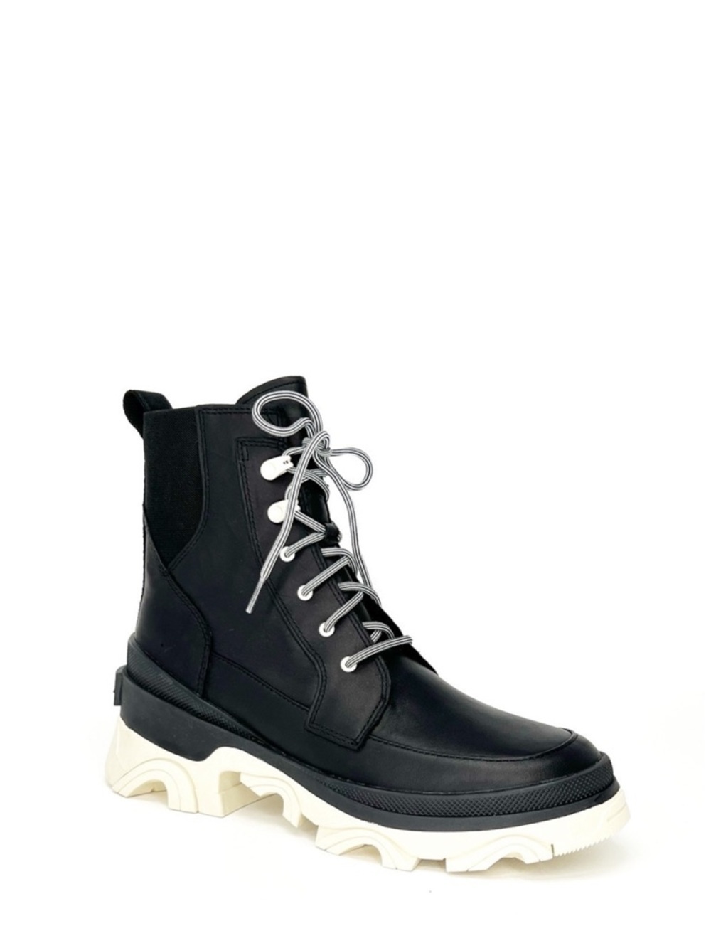 Sorel Brex Ankle Boots Womens Size 10.5 Leather Waterproof Black White New NWT